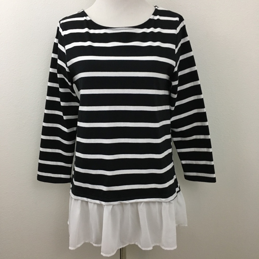 Navy & White Skirted Tunic Top